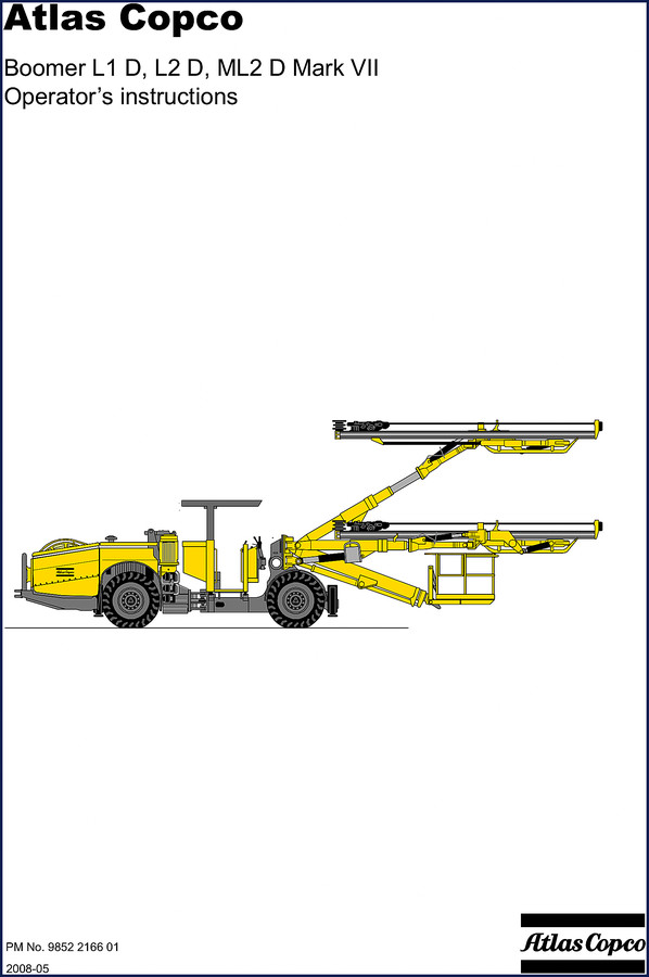Atlas Copco Boomer L1 D, L2 D, ML2 D Mark VII 2008 Operators Manual cover