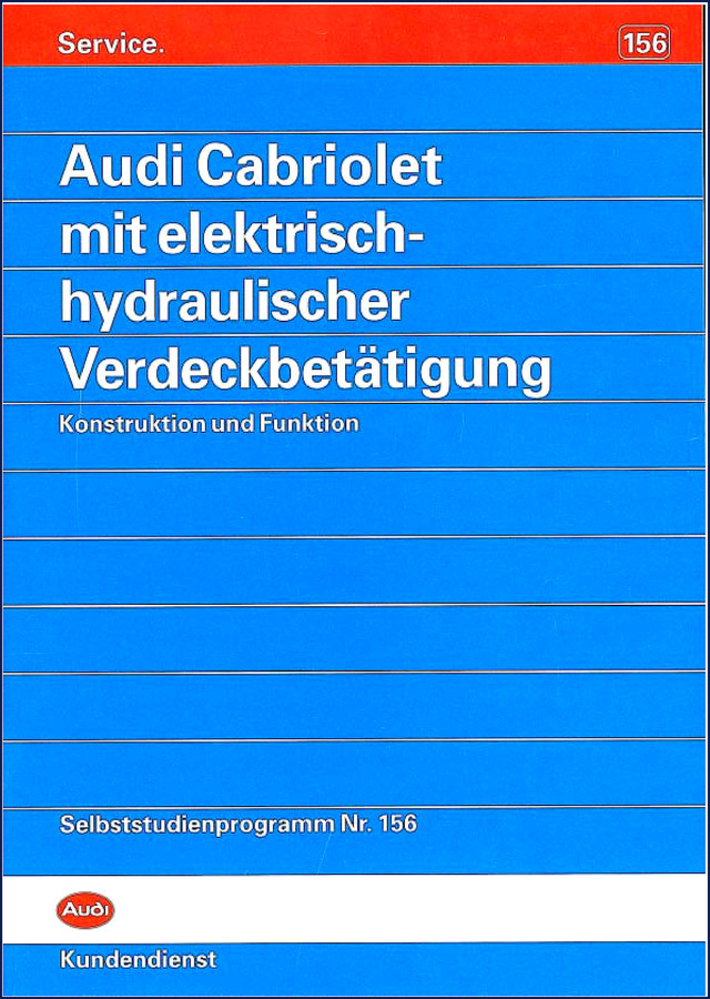 Audi Cabriolet electric-hydraulic top technical manual cover
