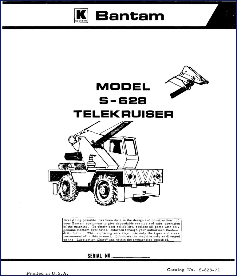 Bantam S-628 Telekruiser 1972 Parts Catalog cover - OEM factory exploded parts diagrams