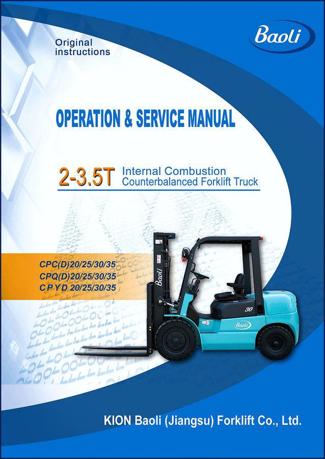 Baoli CPC(D)20 forklift service manual cover - 96 page OEM repair document