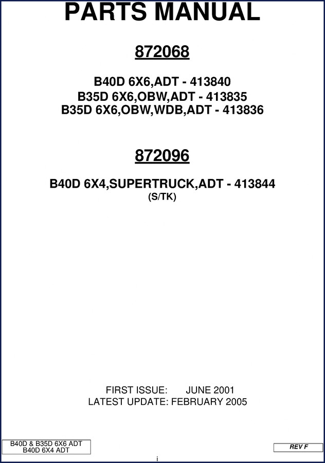 BELL Equipment B40D B35D 2005 Parts Catalog cover