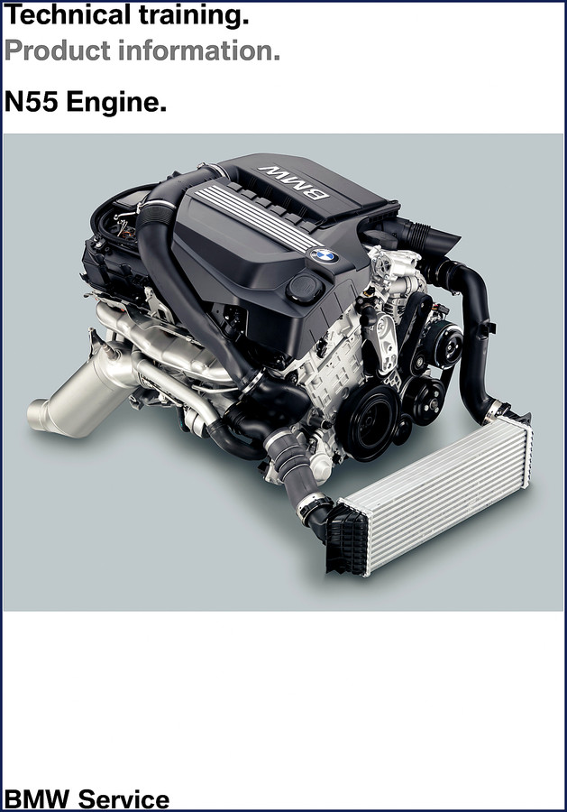 BMW N54B3000 2009 Training Manual cover page showing engine cutaway and technical data