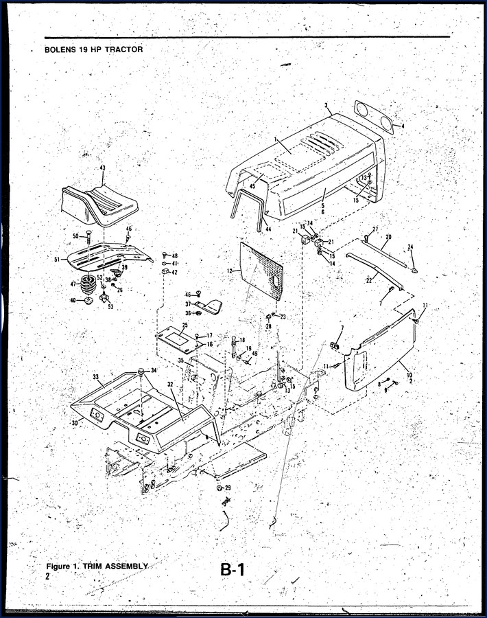 Bolens 19 HP TRACTOR 1966 Parts Catalog cover image showing tractor diagram