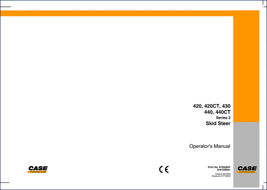 Case 420-440CT Series 3 Skid Steer 2008 Operators Manual cover page