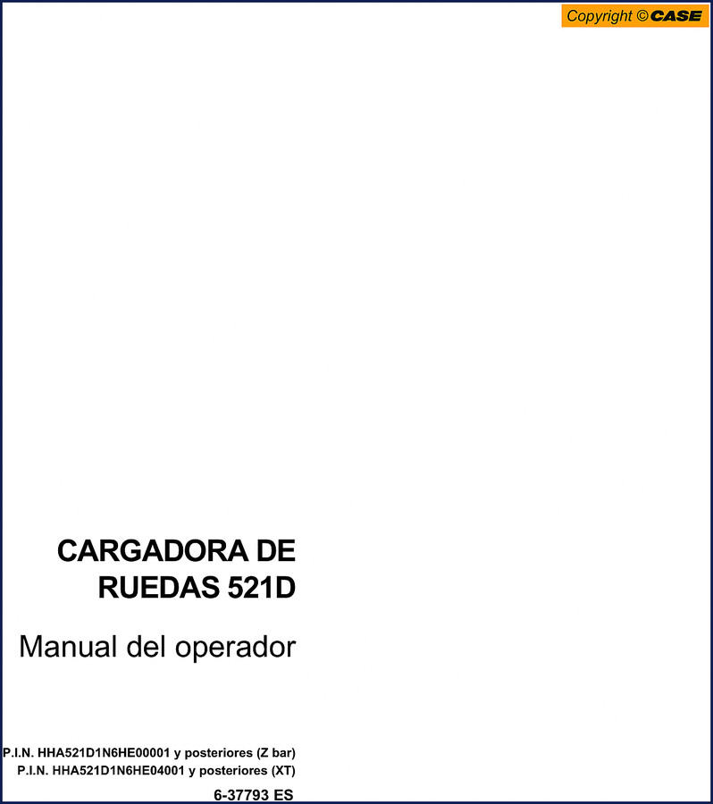 Case 521D 2003 training manual cover showing wheel loader