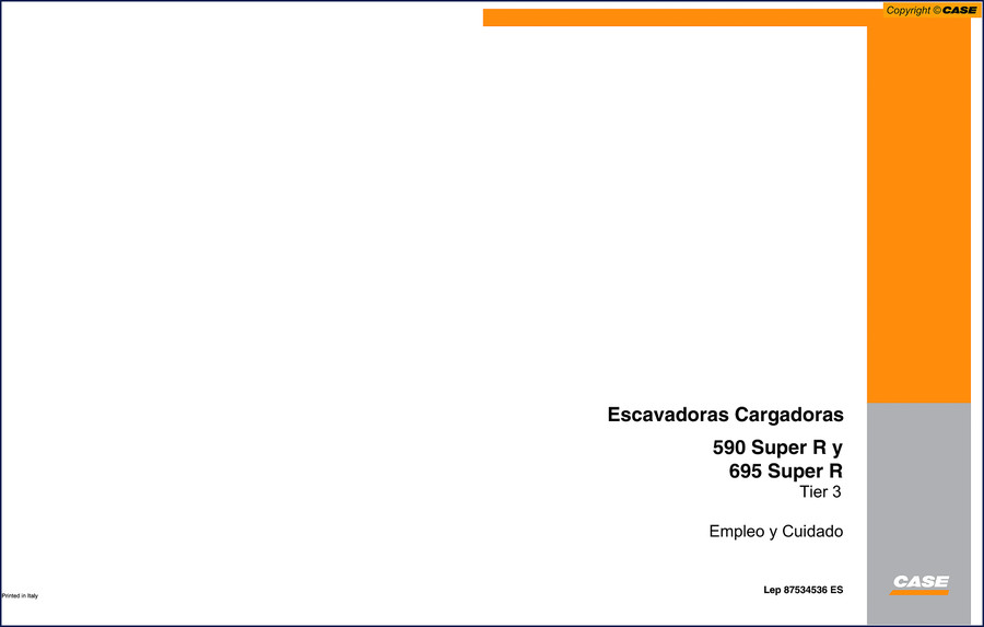 Case 590 Super R 695 Super R Operators Manual factory cover 294 pages OEM