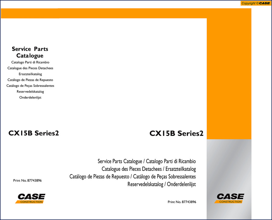 Case CX15B Series 2 2008 Parts Catalog cover, OEM documentation