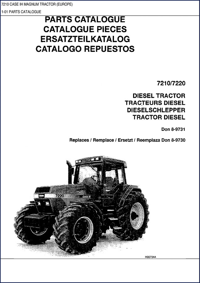 CASE IH 7210 7220 Parts Catalog cover showing tractor and catalogue title