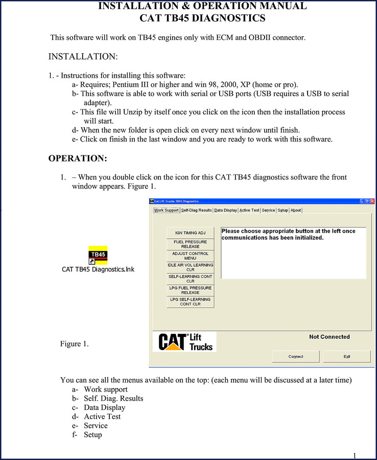 Arctic Cat TB45 Installation Manual cover showing diagnostics software interface and connector diagram