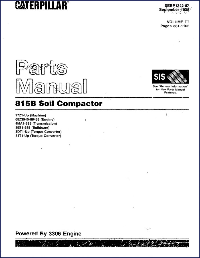 Caterpillar 815B Soil Compactor 1998 Parts Catalog cover image