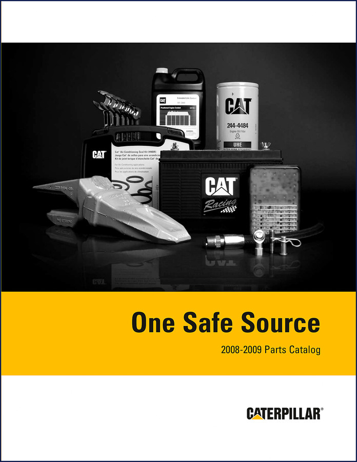 Caterpillar 2008-2009 Parts Catalog cover - Backhoe Loader, Bulldozer, Compactor, Compact Wheel Loader, Excavator