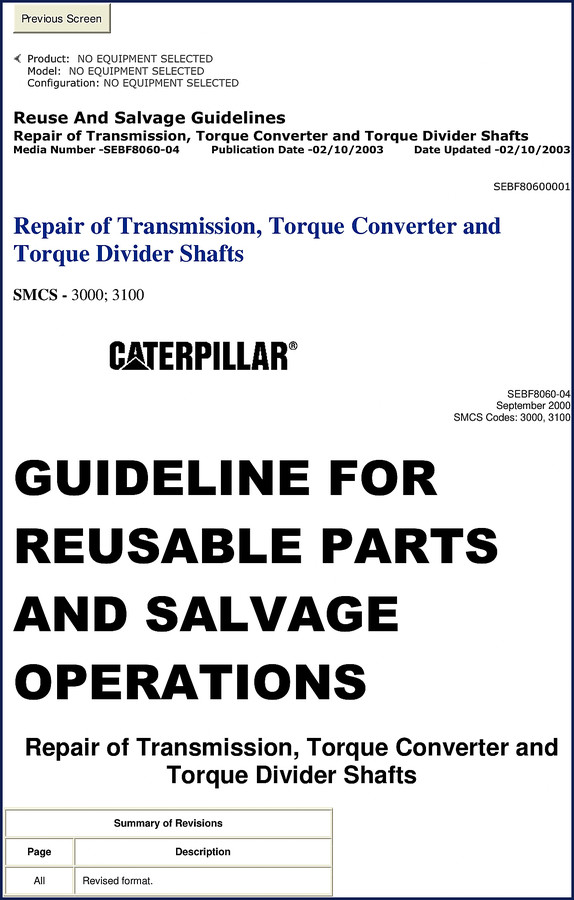 Caterpillar 3100 SMCS-3000 2003 Repair Manual cover