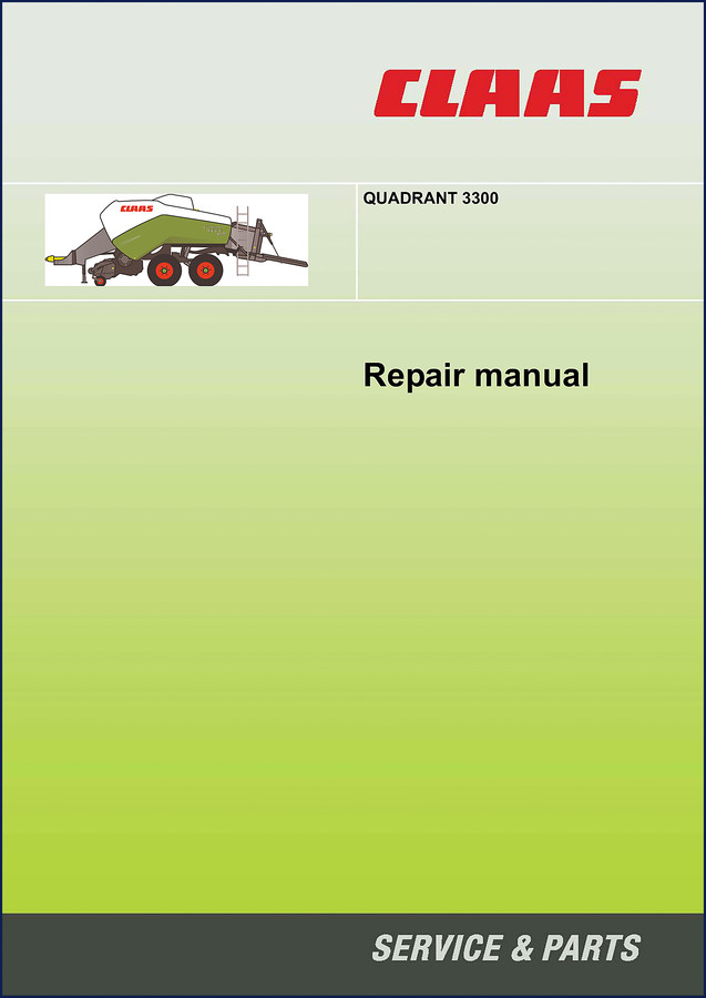 Claas QUADRANT 3300 2012 OEM Repair Manual cover – 512 pages of factory service information for the baler
