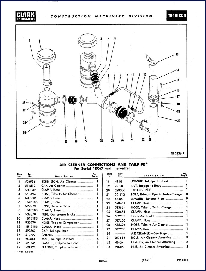 Clark-hurth 1K607 Parts Catalog cover page - factory OEM parts breakdown for wheel loader