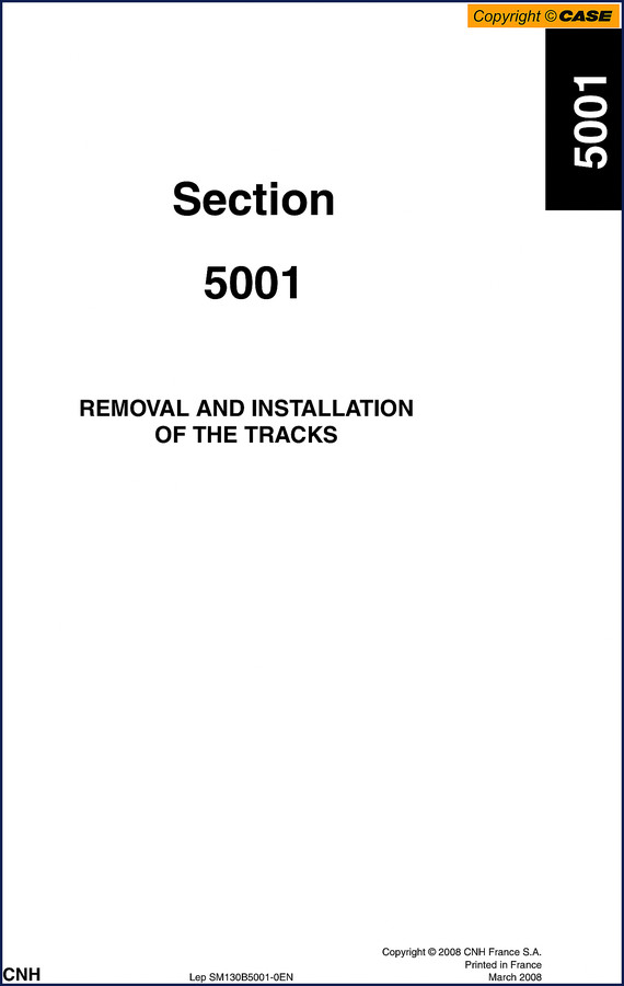 CNH CX240B 2008 Repair Manual cover – official factory document for track shoe assembly removal and installation