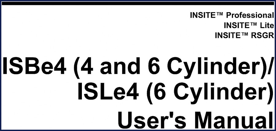 Cummins ISBe4 and ISLe4 INSITE user manual cover – 206 pages factory diagnostic guide
