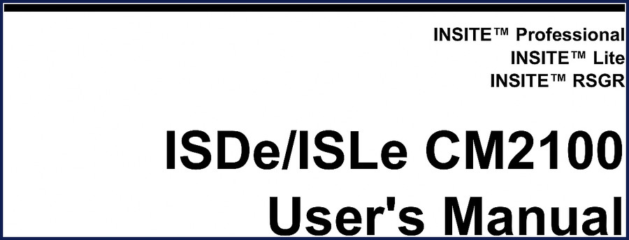 Cummins ISDe ISLe CM2100 INSITE User Manual cover – 206-page official guide for diesel engine diagnostics