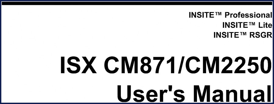 Cummins ISX CM871/CM2250 INSITE User Manual front cover - 248 pages