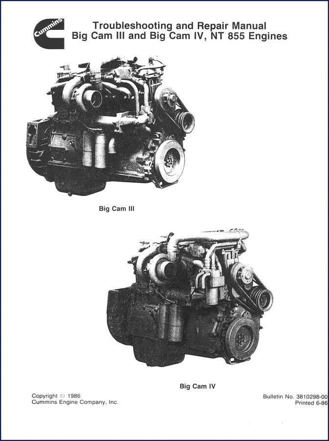 Cummins NT 855 Troubleshooting Manual cover - 693 pages factory OEM document