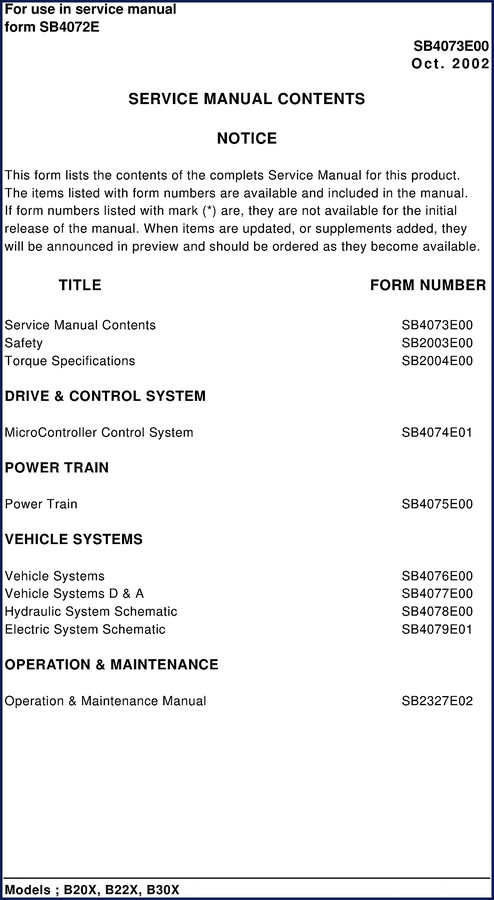 Daewoo B20X B22X B30X 2002 Service Manual cover - 463 pages OEM factory document