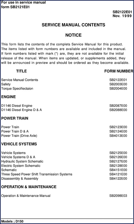 Daewoo D150 1999 Service Manual cover page showing bus and document details