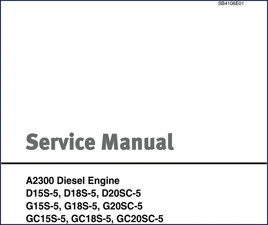 Daewoo D15S D18S G15S G18S D20SC service manual cover – factory OEM document for A2300 diesel engine