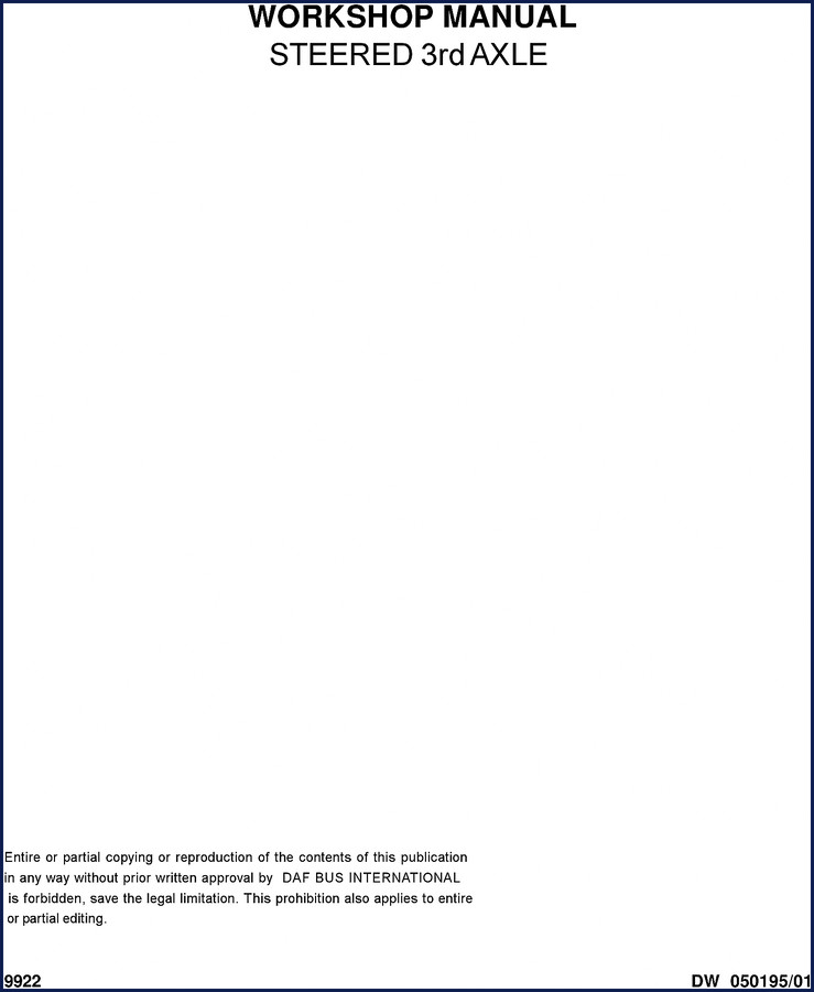 DAF SBR 3015 Workshop Manual cover - 44 page OEM service manual for steered third axle