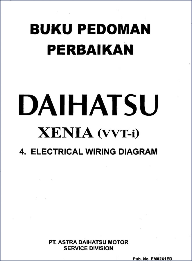 Daihatsu Xenia VVT-i Electrical Wiring Diagram – 74-page factory manual cover