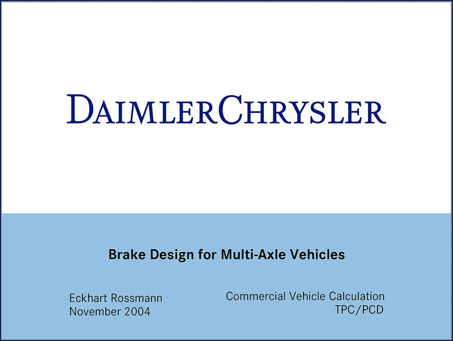 DaimlerChrysler Commercial Vehicle 2004 Technical Manual cover page showing brake design for multi-axle vehicles