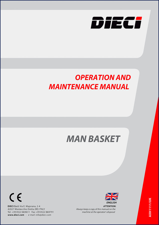 Dieci APOLLO Icarus PEGASUS Runner Samson 2012 Operators Manual cover