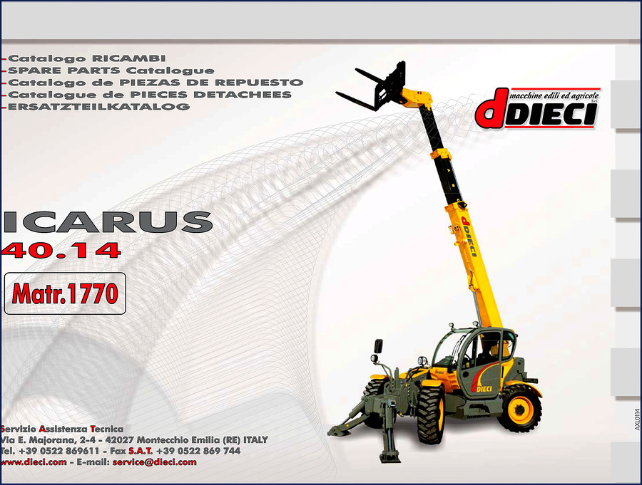 Dieci ICARUS 40.14 spare parts catalog cover – OEM 342-page document from Dieci Italy