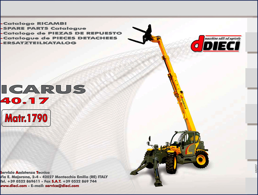 Dieci ICARUS 40.17 OEM parts catalog cover – 341-page spare parts manual