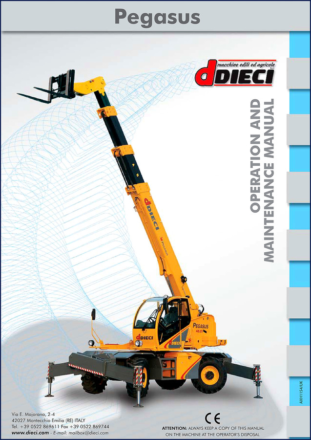 Dieci Pegasus 40.25 2011 Operators Manual cover