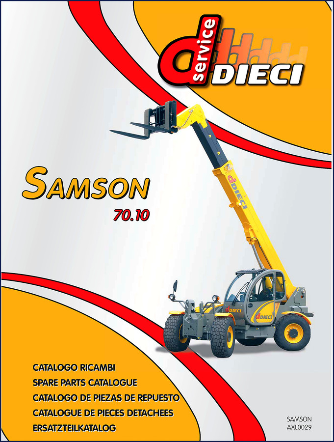 Dieci Samson 70.10 parts catalog page showing exploded view of drivetrain components