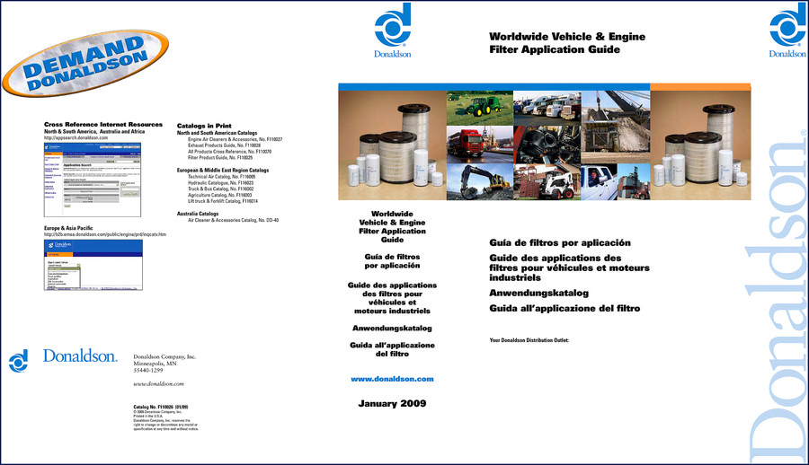 Donaldson Freightliner M2 Ford Navistar GM 2009 Technical Manual filter application guide cover