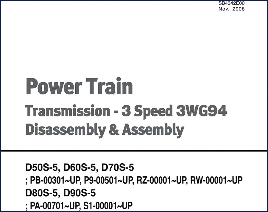 Doosan D50S-5 D60S-5 D70S-5 D80S-5 D90S-5 2008 Service Manual cover showing transmission exploded view