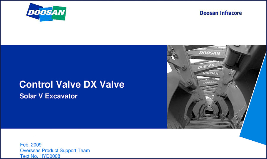 Doosan Infracore S140LC-V, S175LC-V, S225NLC-V 2009 Technical Manual cover showing control valve DX Valve