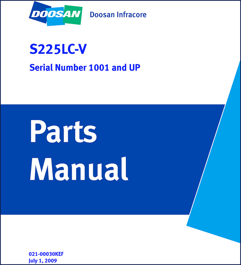 Doosan S225LC-V 2009 Parts Catalog - 692 pages factory OEM parts manual cover