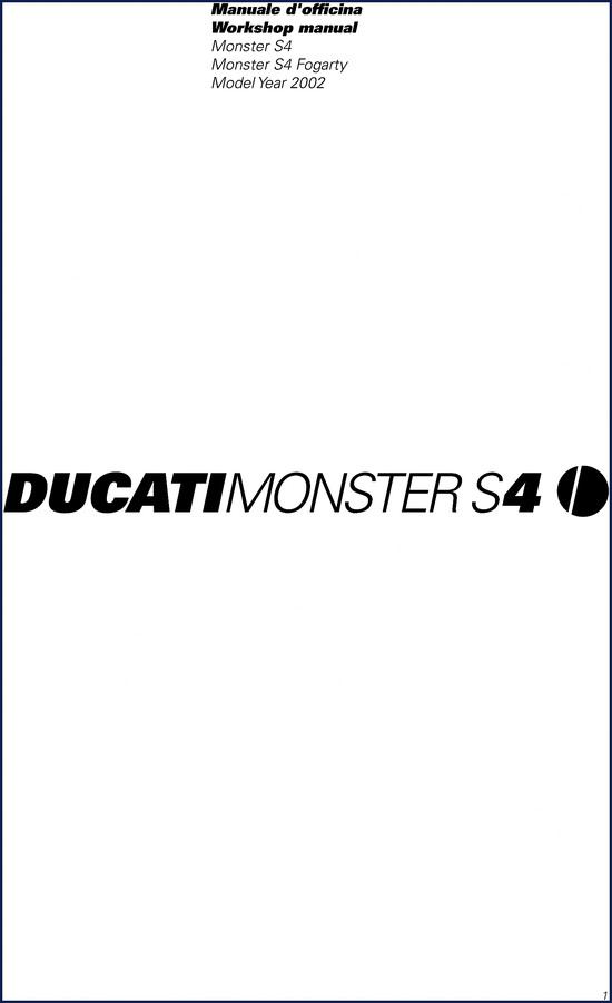 Ducati Monster S4 2002 workshop manual cover - OEM factory service and repair document