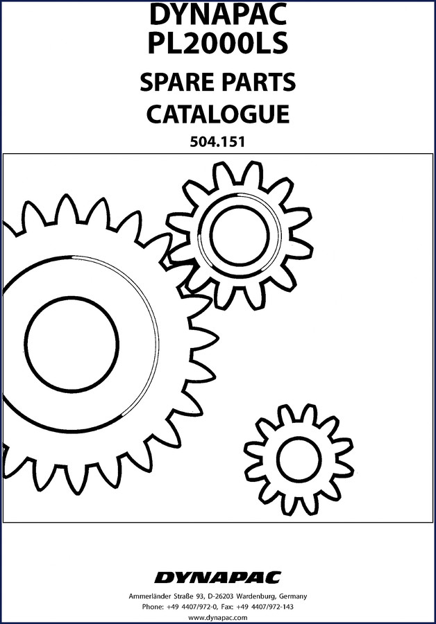 Dynapac PL2000LS Parts Catalog cover showing cold planer