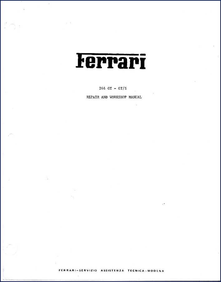 Ferrari 246 GT 1976 Workshop Manual cover page