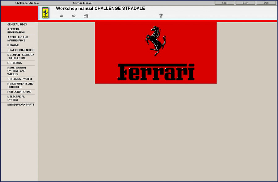 Ferrari Challenge Stradale Workshop Manual cover – 1028 page OEM service manual for 2003-2005 model