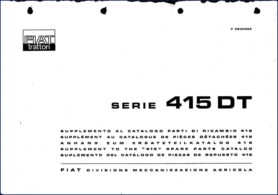 Fiat 415 DT supplement spare parts catalog cover - OEM factory parts manual