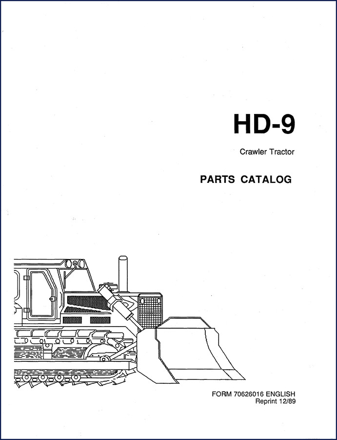 Fiatallis HD-9 Crawler Tractor Parts Catalog 1989 cover page