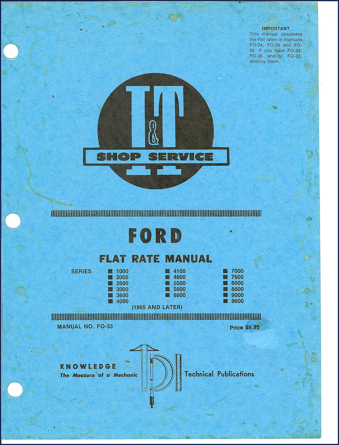 1965 Ford 1000–5000 series flat rate shop manual cover