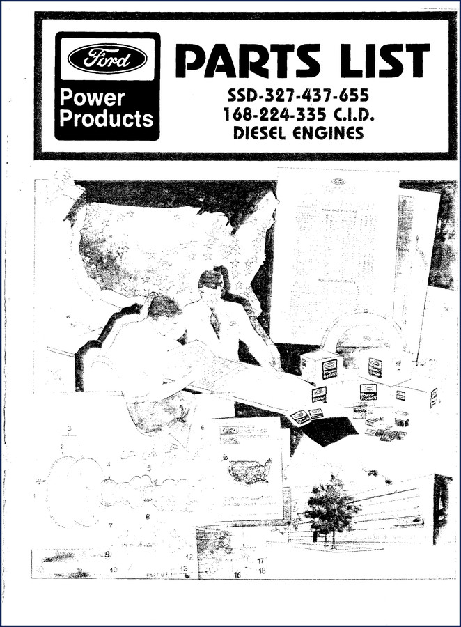 Ford 327 437 655 168 224 Diesel Engine Parts Catalog - 43 page OEM factory manual cover
