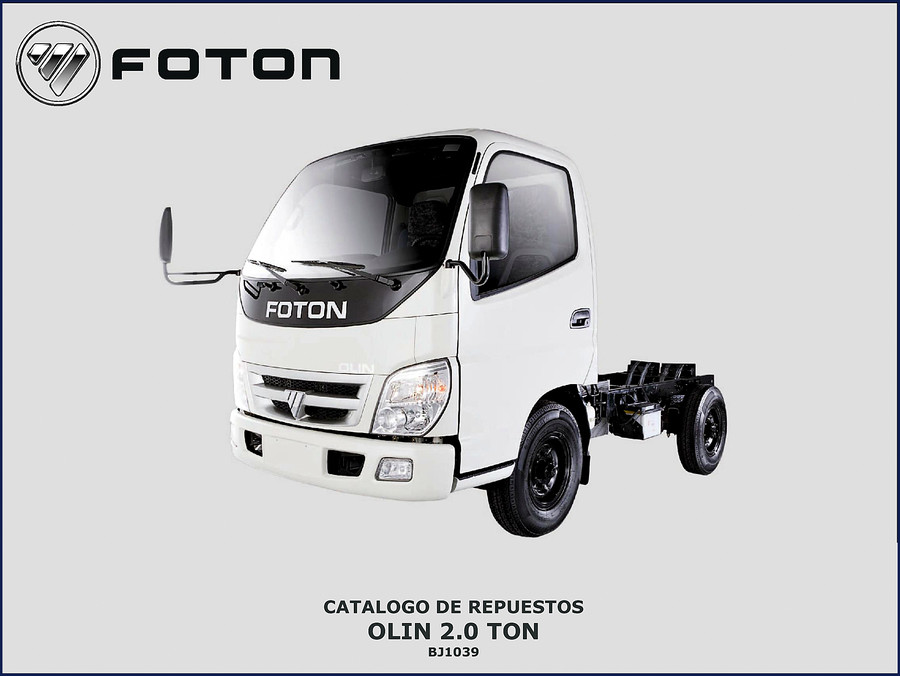 Foton OLIN 2.0 TON 2011 Parts Catalog cover page showing truck chassis