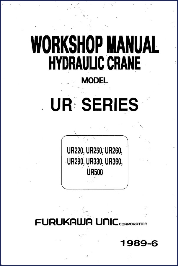Furukawa Unic UR220 UR250 UR260 UR330 UR500 1989 workshop manual cover