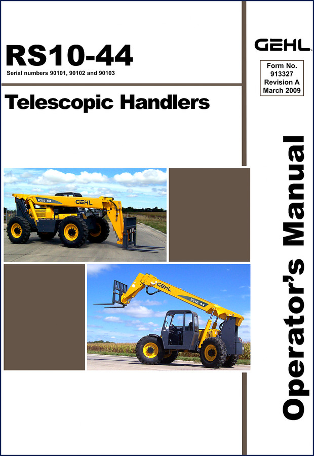 GEHL RS10-44 2009 Operator's Manual cover showing telescopic handler and model designation