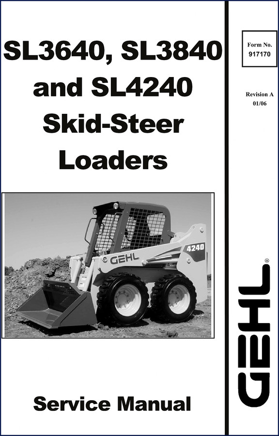 GEHL SL3640 SL3840 SL4240 2006 Service Manual cover page showing skid-steer loader and manual title